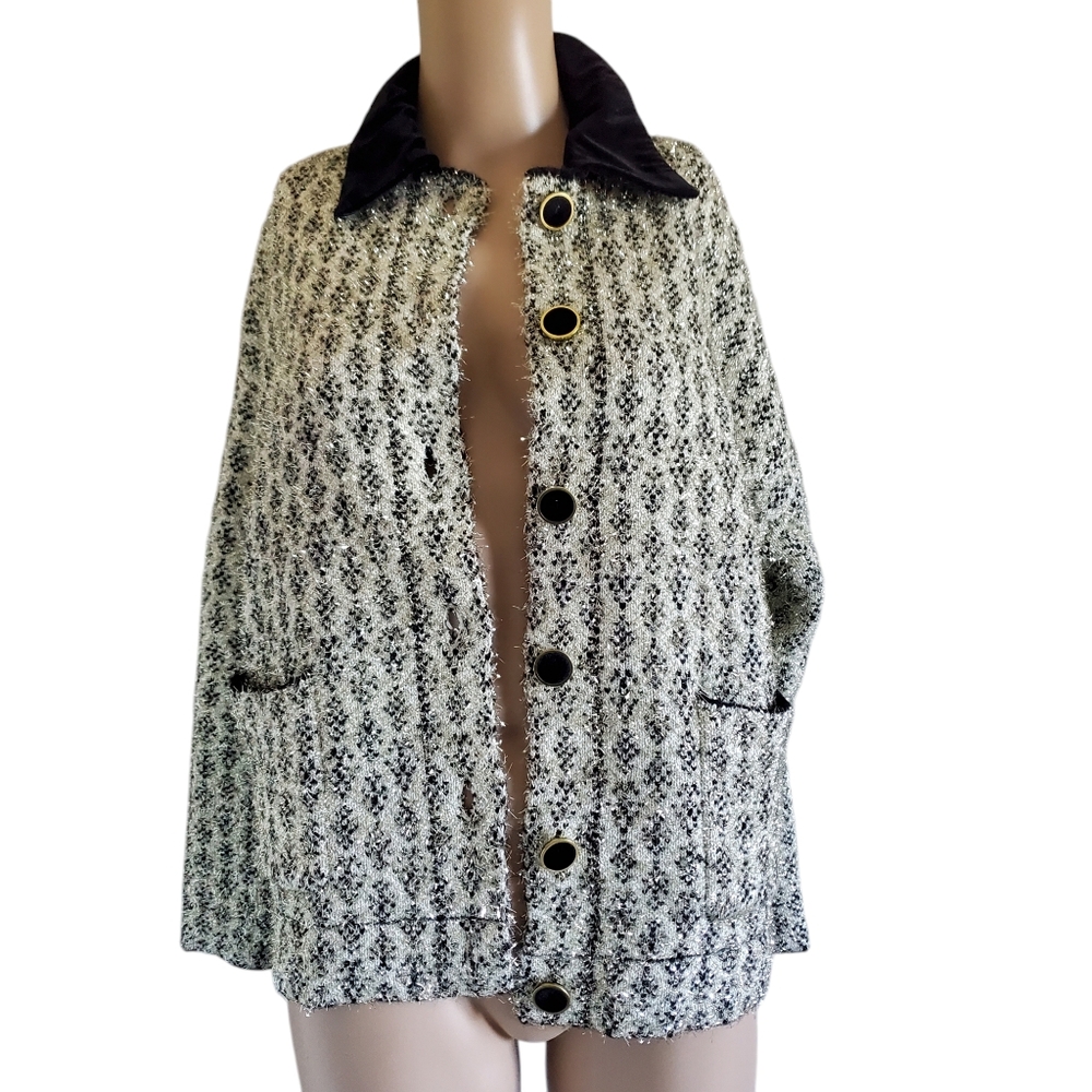 Sandro Jazy Metallic Cropped Tweed Jacket (1/US S) - Picture 4 of 9